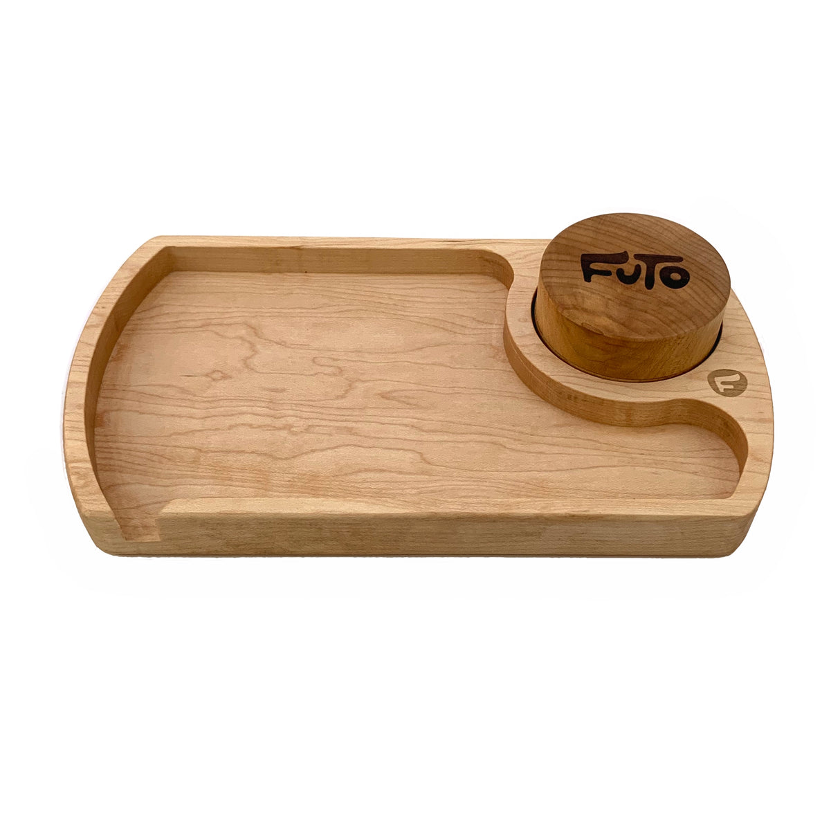 maple futo rolling tray & herb grinder straight view on white background