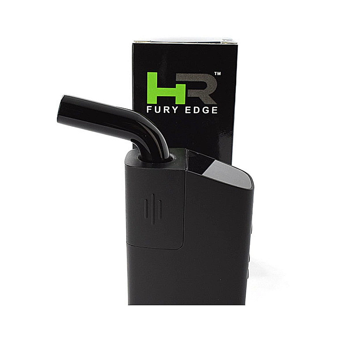 healthy rips fury edge paired with the bent black glass mouthpiece and packaging in the white background