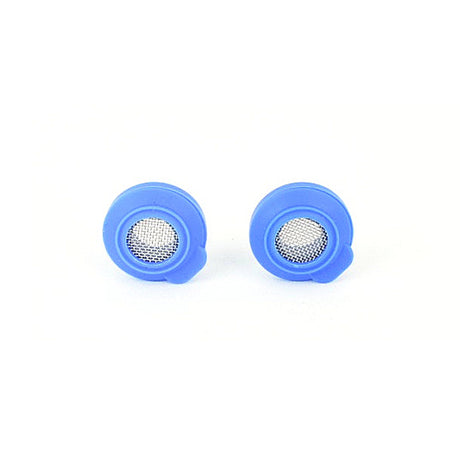 set of 2 healthy rips fury edge blue silicone and stainless steel o-ring and screen set sat upright on white background