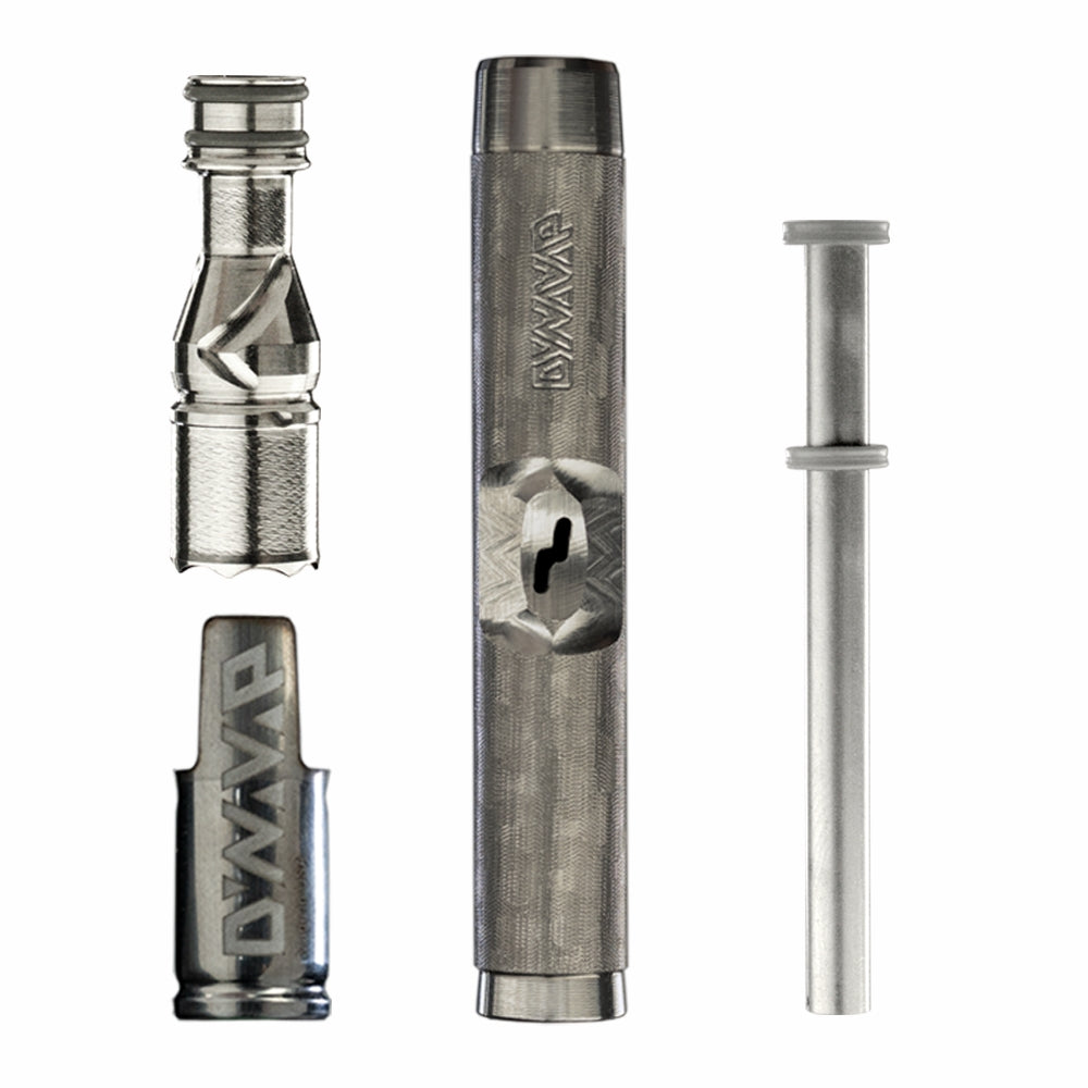 dynavap M7 vaporizer in separate sections on white background