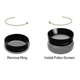 flowermill herb grinder schematic image of how to install the pollen catcher accessory