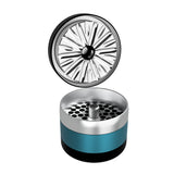  black and blue flowermill 2.5 premium herb grinder with top section removed on white background