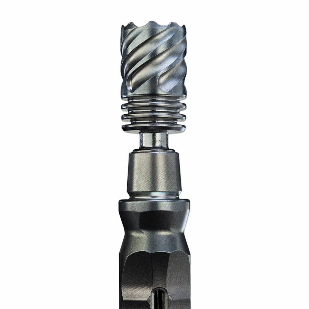 dynavap hyperdyn vaporizer close up of tip set on white background