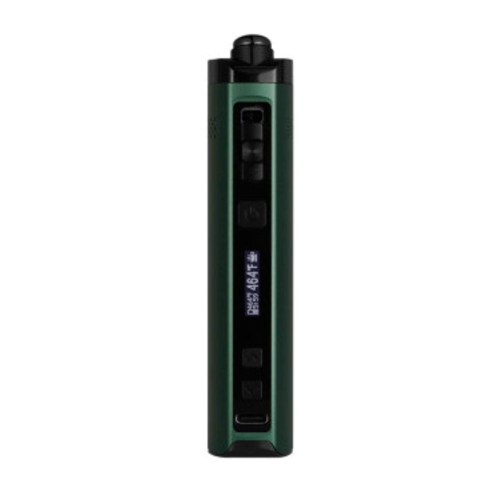 green xmax starry 4 vaporizer stood upright side view on white background