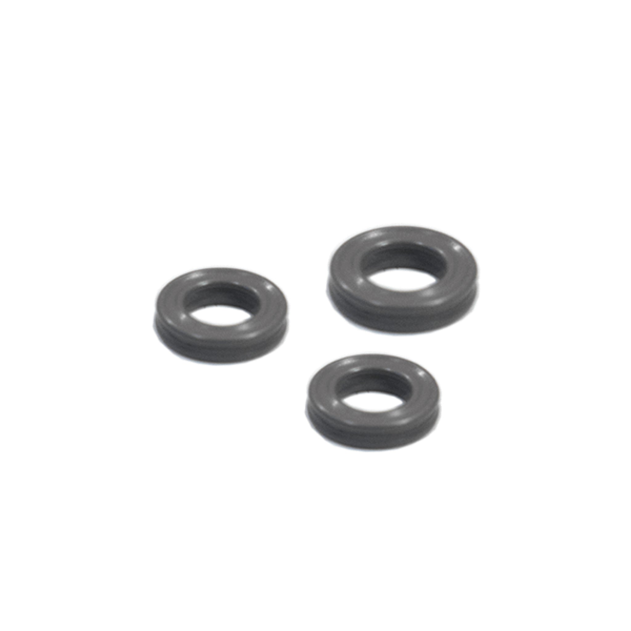 3 grey O-rings laid flat