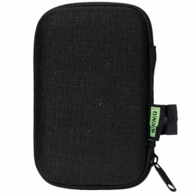 black with green branding large sized dynavap hempshield zipper case zipped up and stood upright on white background