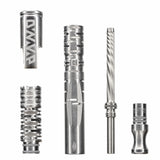 dynavap omnivap vaporizer all pieces separated stood upright on white background