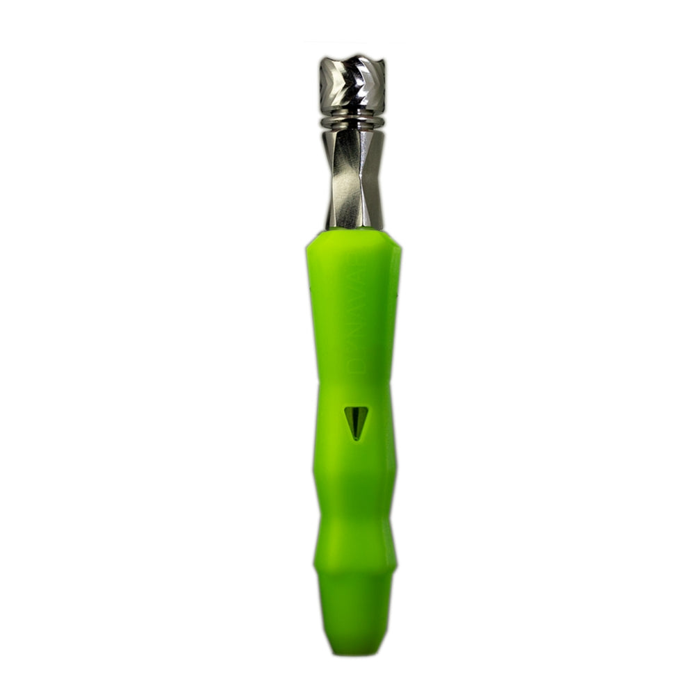 green neon series dynavap B vaporizer with cap removed stood upright on white background