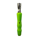 green neon series dynavap B vaporizer with cap removed stood upright on white background