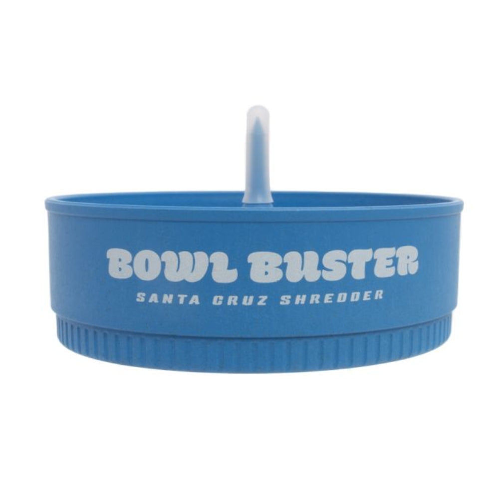 blue santa cruz hemp bowl-buster sat on white surface