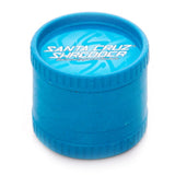 blue santa cruz shredder hemp made 3 piece herb grinder set on white background