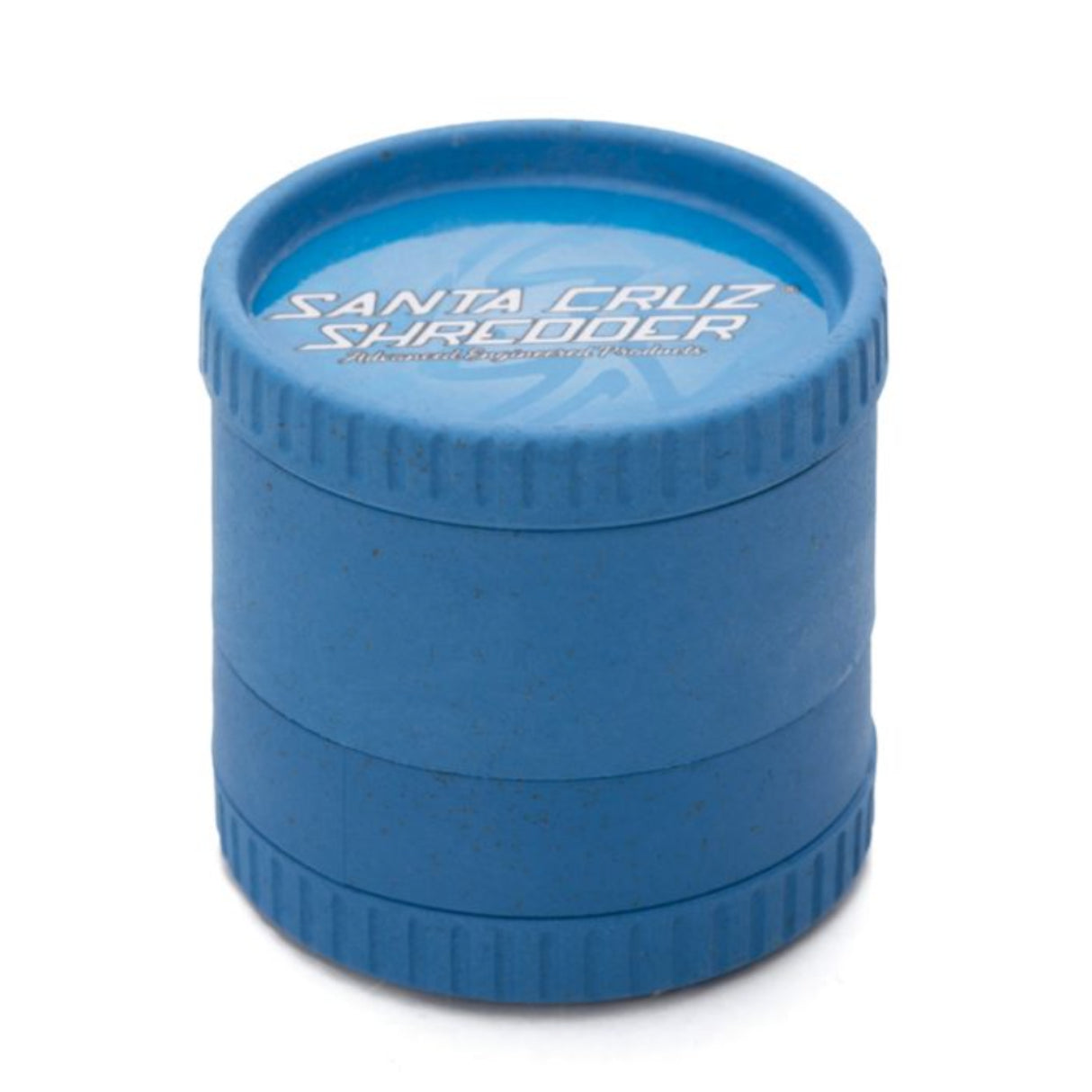 blue santa cruz shredder hemp made 4 piece herb grinder set on white background