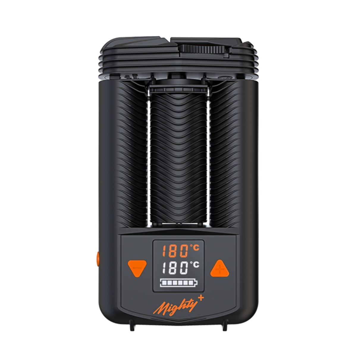 storz & bickel mighty+ vaporizer front view stood upright on white background