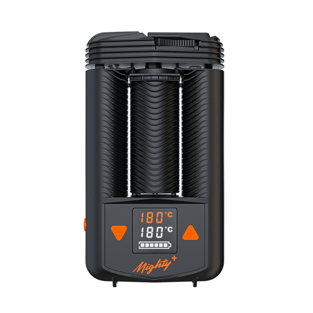 storz & bickel mighty+ vaporizer front view stood upright on white background