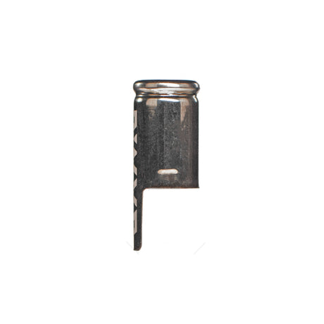side view of dynavap branded stainless steel captive cap on white background