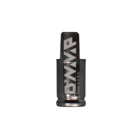front view of dynavap branded stainless steel captive cap on white background